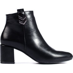 Elegantní klasické černé kotníkové boty na podpatku MR2263-5B Velikost: 37