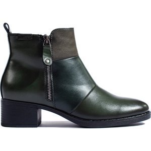 Tmavě zelené kotníkové boty na podpatku 23-12281GR Velikost: 39