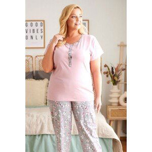 Růžovo-šedé dámské pyžamo s decentním vzorem Velikost: XL