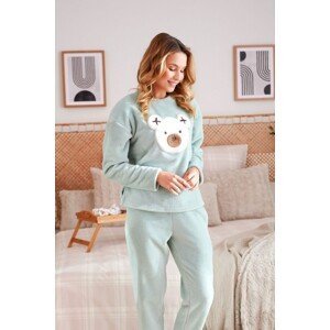 Doctor Nap mintové dámské plyšové pyžamo s medvídkem SOFT Velikost: S