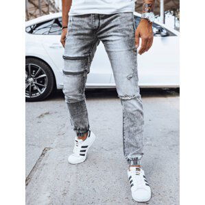 ŠEDÉ DŽÍNOVÉ JOGGER KALHOTY SE ZIPY UX4039 Velikost: 2XL