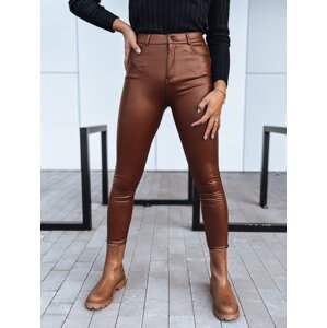 Tmavě hnědé koženkové kalhoty TOURMALIN UY1717 Velikost: M