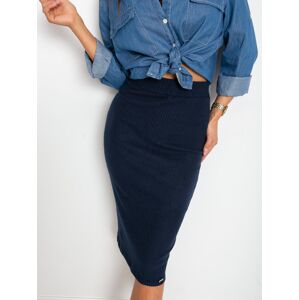 Tmavě modrá midi žebrovaná sukně RV-SD-4477.14P-dark blue Velikost: S/M