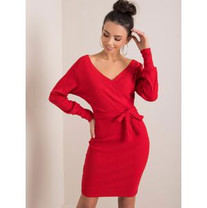 Dámské červené šaty s páskem RV-SK-5297.23P-red Velikost: XL