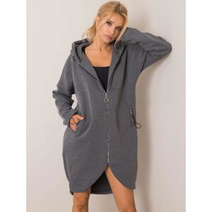 Tmavě šedá dlouhá mikina na zip RV-BL-4858-1.99P-dark gray Velikost: S/M