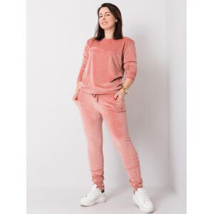 RŮŽOVÁ VELUROVÁ TEPLÁKOVÁ SOUPRAVA BEZ KAPUCE RV-KMPL-6085.05-PINK Velikost: 2XL