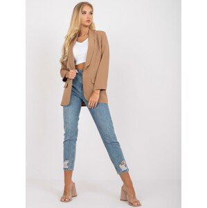 TMAVĚ BÉŽOVÉ ELEGANTNÍ SAKO DHJ-MA-15621.12X-DARK BEIGE Velikost: XL