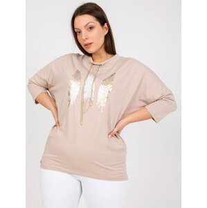 Béžová halenka s peříčky -RV-BZ-7590.47P-beige Velikost: ONE SIZE