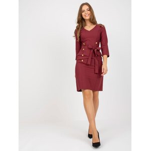 Vínové koktejlové elegantní šaty LK-SK-507838.93-bordo Velikost: 38