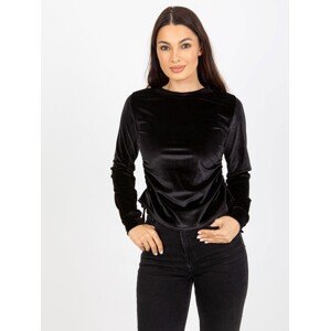 ČERNÁ SAMETOVÁ HALENKA S ŘASENÍM LK-BZ-509033.36P-BLACK Velikost: L/XL