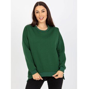 Tmavě zelená volná basic mikina -RV-BL-8261.51-dark green Velikost: ONE SIZE