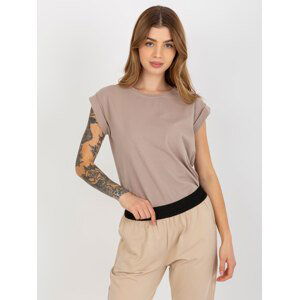 BÉŽOVÉ DÁMSKÉ BASIC TRIČKO RV-TS-4833.22X-DARK BEIGE Velikost: XS