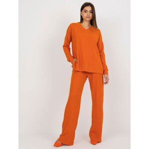 ORANŽOVÝ ŽEBROVANÝ DÁMSKÝ KOMPLET LK-KMPL-509246.26P-ORANGE Velikost: S/M