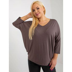 Hnědá volná halenka RV-BZ-5745.18-brown Velikost: ONE SIZE