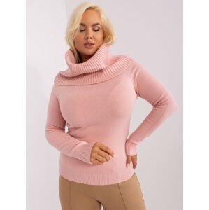 Pudrový svetr s rolákem PM-SW-PM724.26P-pink Velikost: L/XL