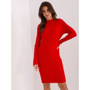 ČERVENÉ ŽEBROVANÉ ÚPLETOVÉ ŠATY PM-SK-PM319.19-RED Velikost: M/L