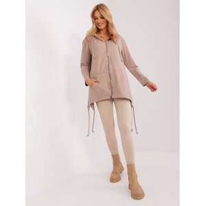 Tmavě béžová mikina na zip -RV-BL-9022.72P-dark beige Velikost: S/M