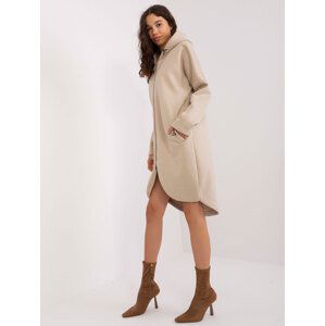 BÉŽOVÁ DLOUHÁ MIKINA NA ZIP -RV-BL-4858-1.99P-BEIGE Velikost: S/M