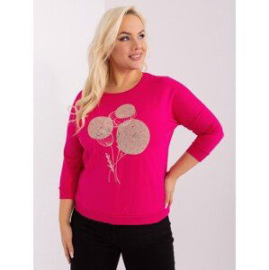 TMAVĚ RŮŽOVÉ TRIKO S APLIKACÍ RV-BZ-9197.93-DARK PINK Velikost: ONE SIZE