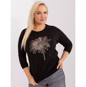 ČERNÉ TRIKO S KVĚTINOU RV-BZ-9196.97-BLACK Velikost: ONE SIZE