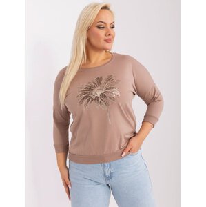 TMAVĚ BÉŽOVÉ TRIKO S KVĚTINOU RV-BZ-9196.97-DARK BEIGE Velikost: ONE SIZE