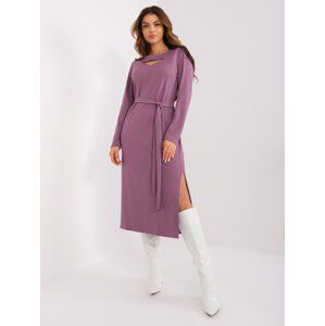 Fialové midi šaty s páskem LK-SK-509447.75P-purple Velikost: S/M