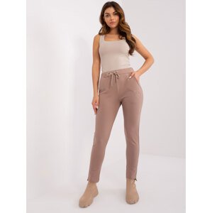 Béžové tepláky s výšivkou -RV-DR-9249.34P-dark beige Velikost: L/XL