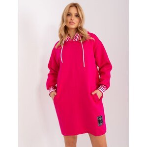 Tmavě růžové mikinové šaty s kapsami RV-TU-9224.95P-fuchsia Velikost: S/M