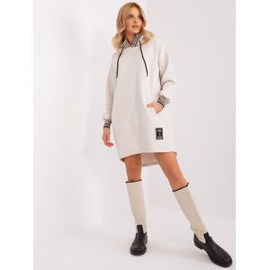 Světle béžové mikinové šaty s kapsami RV-TU-9224.95P-light beige Velikost: S/M