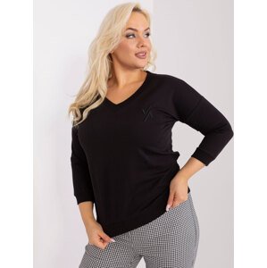 ČERNÉ TRIČKO S VÝSTŘIHEM DO V RV-BZ-9181.09P-BLACK Velikost: ONE SIZE