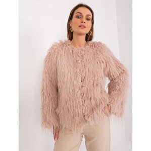 Světle růžová chlupatá krátká bunda AT-KR-2359.96P-dark pink Velikost: M/L