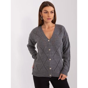 Tmavě šedý svetr na knoflíky LC-SW-A10-1.19P-dark grey Velikost: ONE SIZE