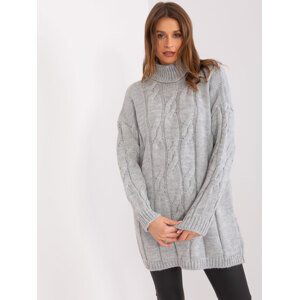 Šedé rolákové šaty s copánkovým vzorem LC-SK-1561.34X-grey Velikost: ONE SIZE