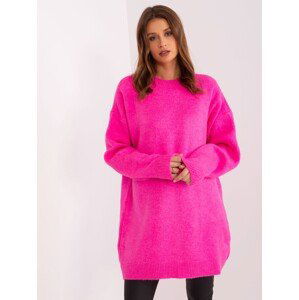 Neonově růžový dlouhý svetr LC-SK-0568.70P-fluo pink Velikost: ONE SIZE