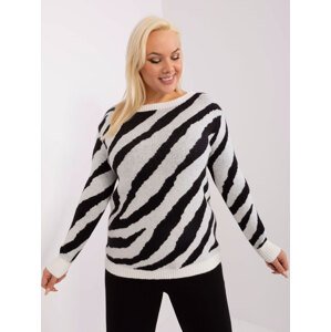 Bílý zebrovaný měkký svetr PM-SW-PM785.23X-white-black Velikost: XL/2XL