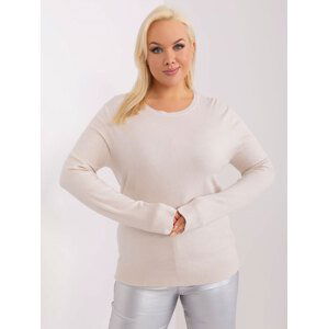 Světle béžový basic svetr -PM-SW-PM-3006+1.11-light beige Velikost: XL/2XL