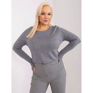 Tmavě šedý basic svetr -PM-SW-PM-3006+1.11-dark grey Velikost: 2XL/3XL