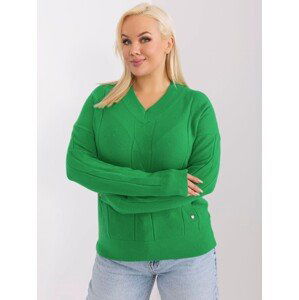 Zelený svetr s výstřihem do V PM-SW-PM688.64-green Velikost: XL/2XL