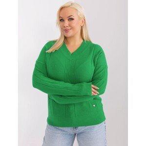 Zelený svetr s výstřihem do V PM-SW-PM688.64-green Velikost: 2XL/3XL
