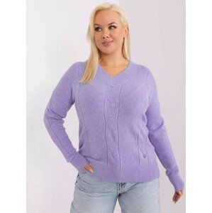 SVĚTLE FIALOVÝ SVETR S VÝSTŘIHEM DO V PM-SW-PM688.64-LIGHT PURPLE Velikost: XL/2XL