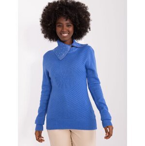 Modrý svetr s rolákem na zip -PM-SW-R3634.99-blue Velikost: L/XL