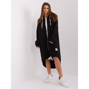 Černá dlouhá asymetrická mikina na zip s kapucí PM-BL-8178.97P-black Velikost: L/XL