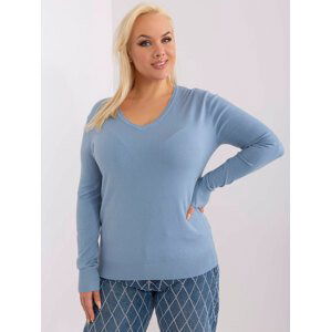 Světle modrý lehký svetřík PM-SW-PM-3007+1.18-light blue Velikost: 2XL/3XL