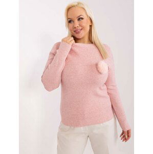 Světle růžový svetr s chlupatou kuličkou -PM-SW-PM-3706.10X-light pink Velikost: XL/2XL