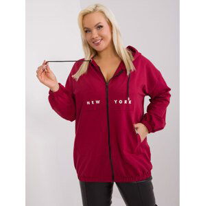 BORDÓ MIKINA NA ZIP S KAPUCÍ RV-BL-8208.11-BORDO Velikost: ONE SIZE