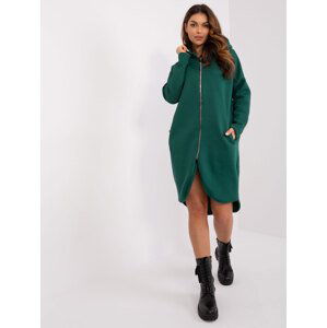 Tmavě zelená dlouhá asymetrická mikina RV-BL-4858-2.97P-dark green Velikost: L/XL