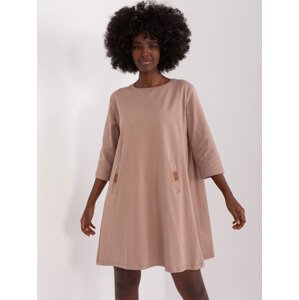 Béžové mini šaty s kapsami -RV-SK-6274.36P-dark beige Velikost: S/M