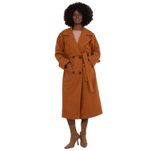 Hnědý dlouhý zimní kabát -LK-PL-509401.99P-light brown Velikost: L/XL