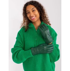 Tmavě zelené koženkové rukavice AT-RK-239802.28-dark green Velikost: L/XL