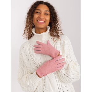 Pudrové rukavice s knoflíčky AT-RK-239302.10X-light pink Velikost: S/M